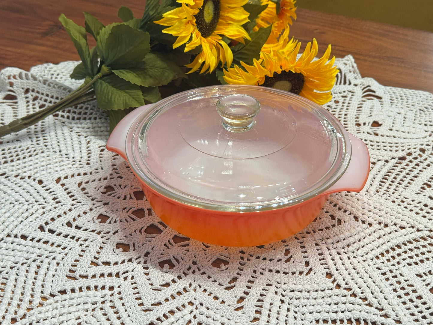 Anchor Hocking Fire-King Orange Round Casserole Dish
