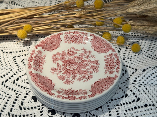 Vintage WINDSOR Steelite Ironstone Pink Transferware Floral Plates
