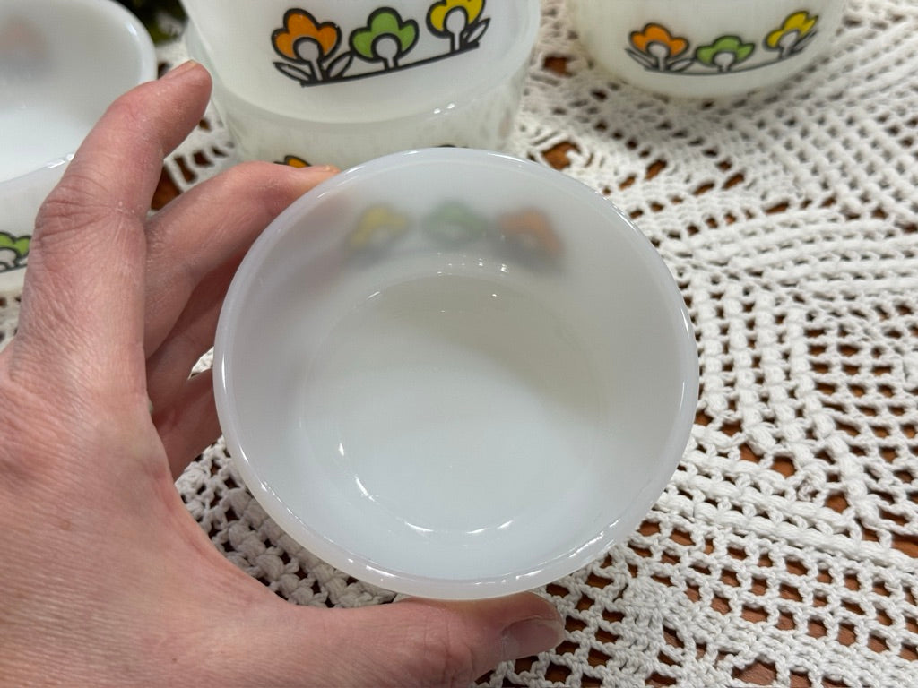 Anchor Hocking Fire-King 'Summerfield' Milk Glass Ramekins