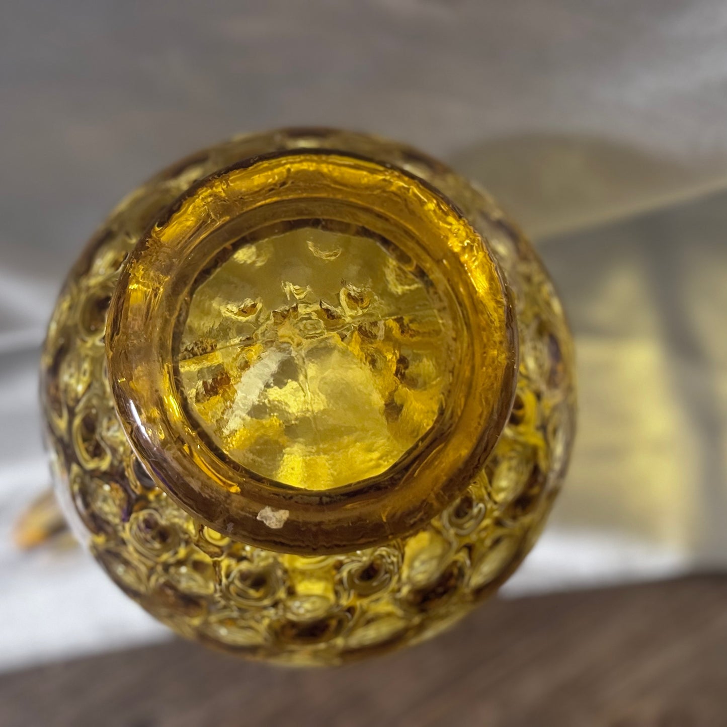 Large Amber Dot/Bubble Glass Pitcher