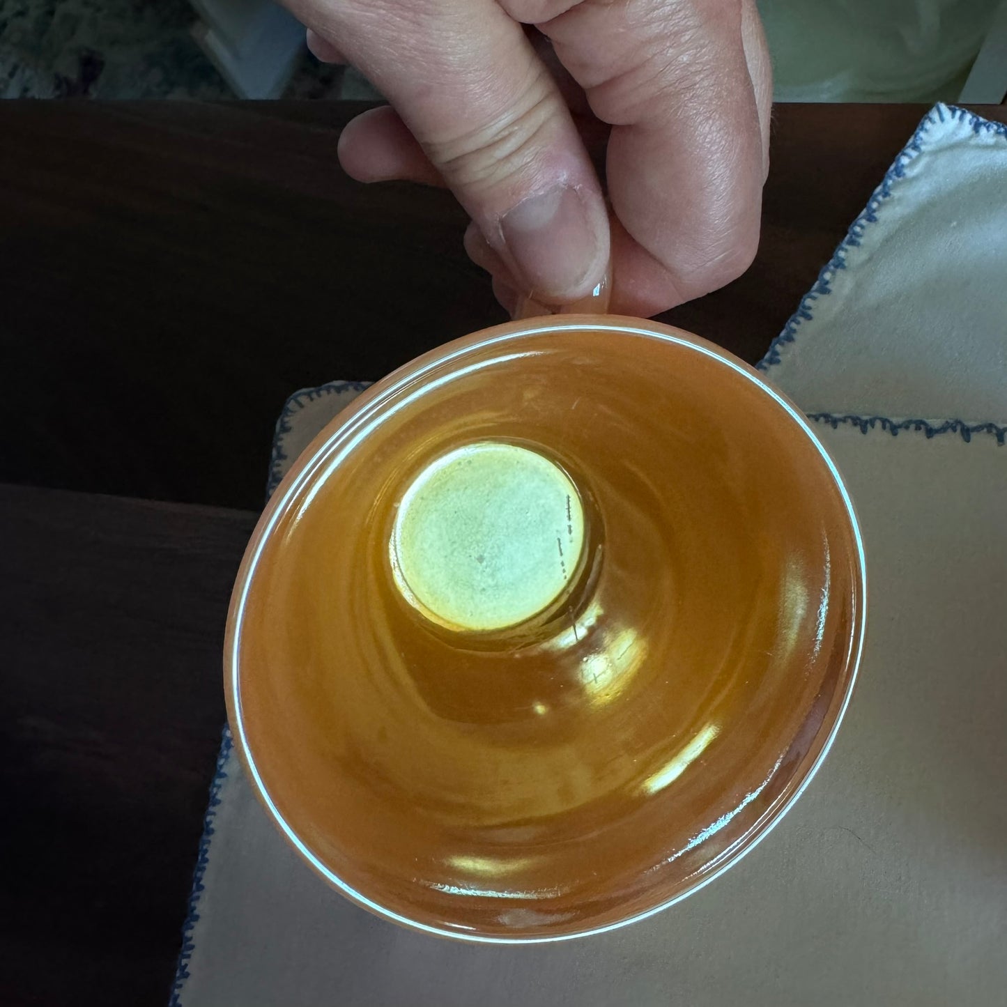 Fire King Peach Lustreware Teacups and Saucers