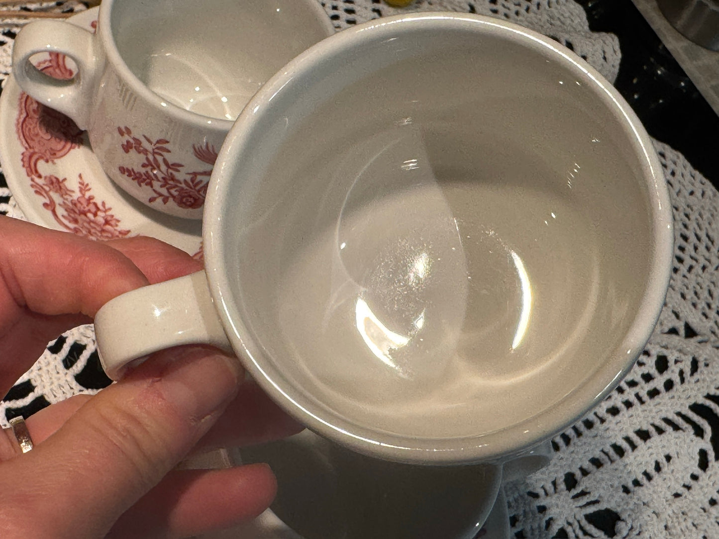 Vintage Royal Doulton Pink Transferware Cup & Saucer Set