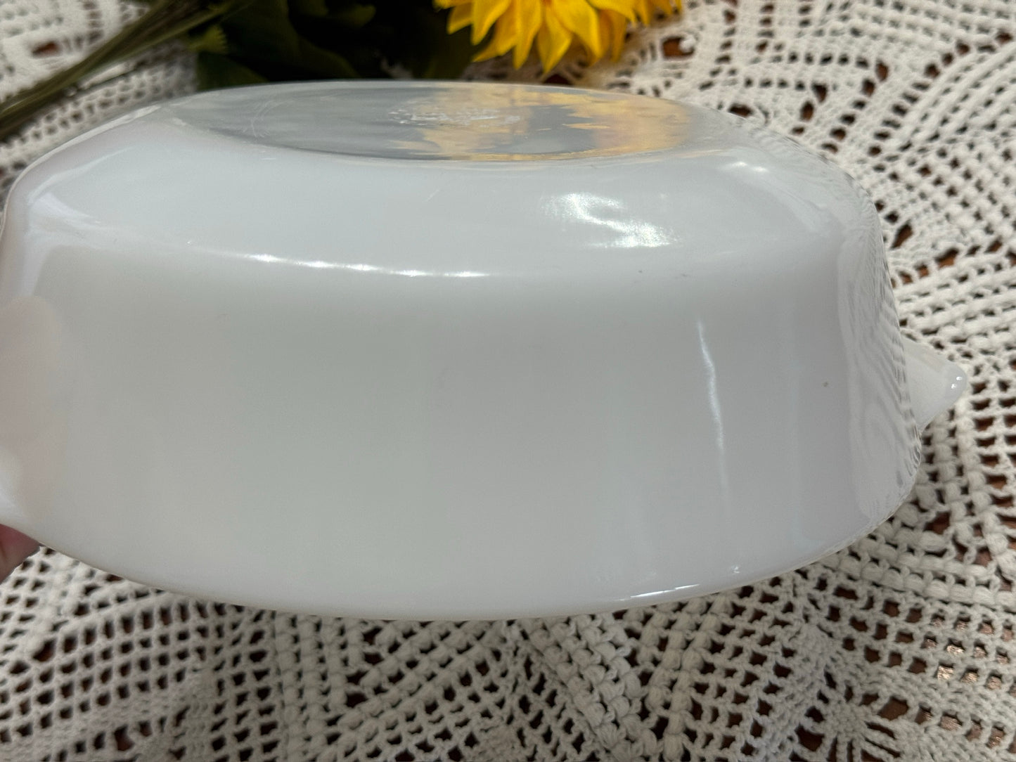 Fire-King Blue Cornflower Milk Glass Round Casserole Dish