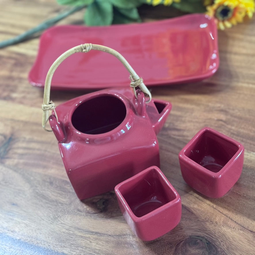 Mini Red Japanese Tea Set