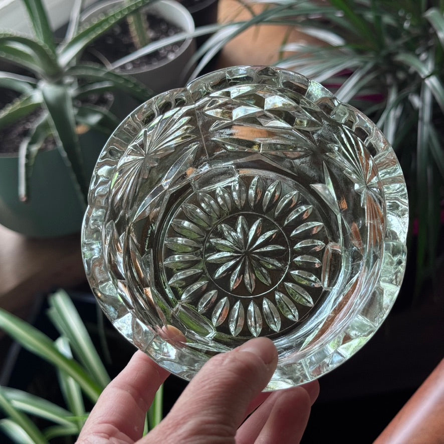 Cut Glass Sugar Bowl in Star Pattern