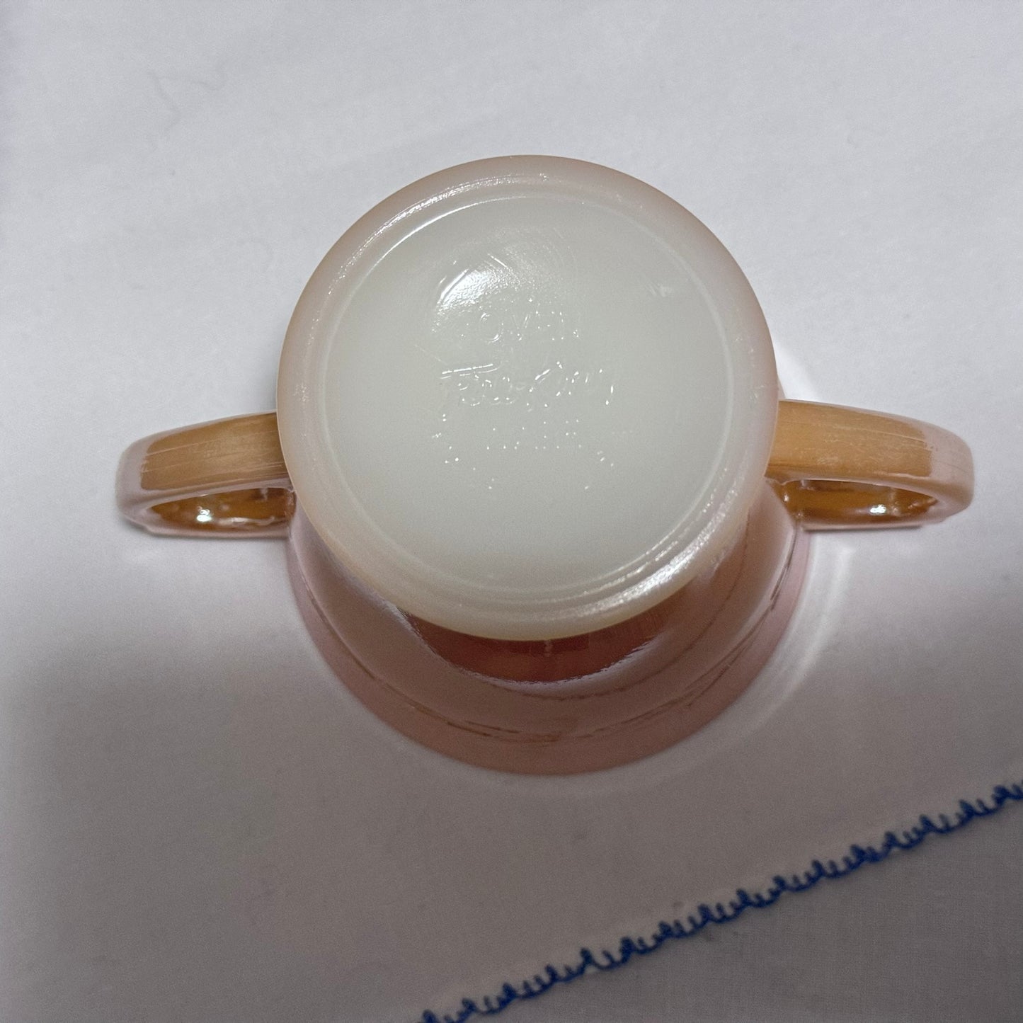 Fire King Laurel Peach Lustre Open Sugar Bowl