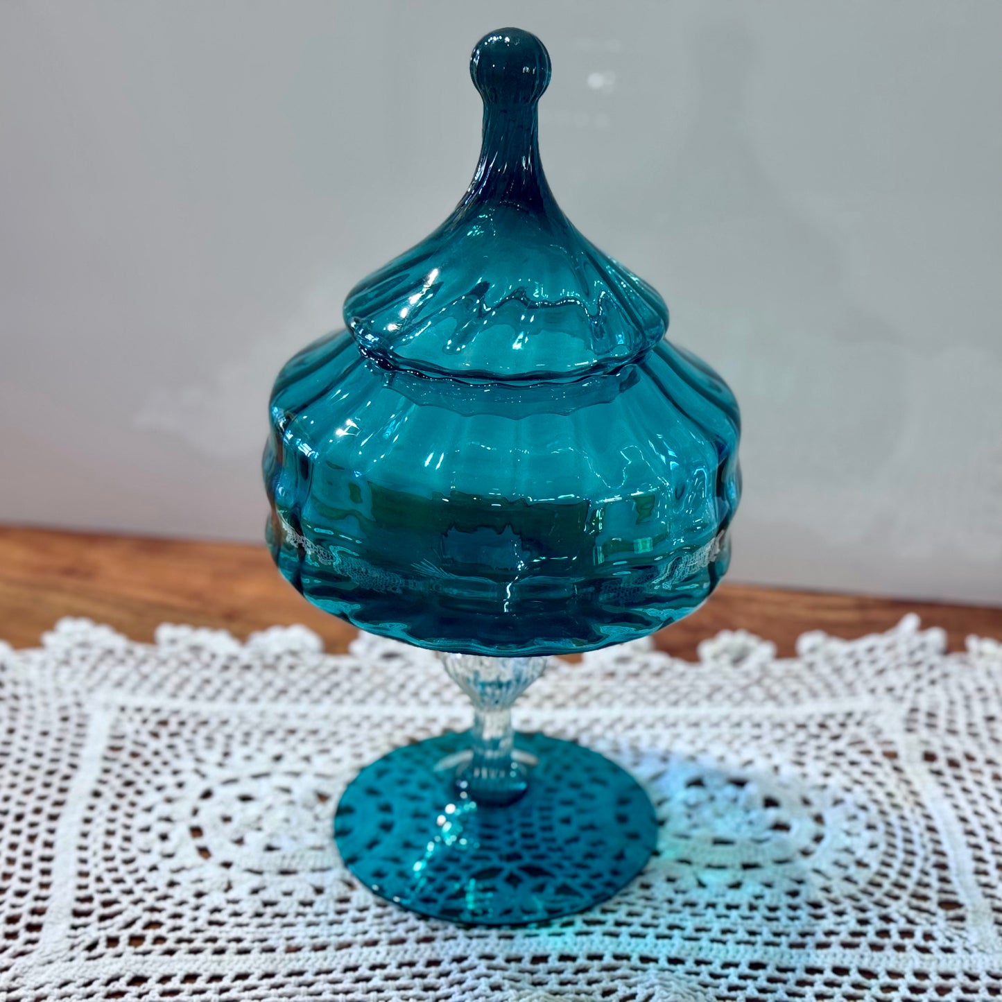 Empoli Teal Green Apothecary Lidded Pedestal Dish