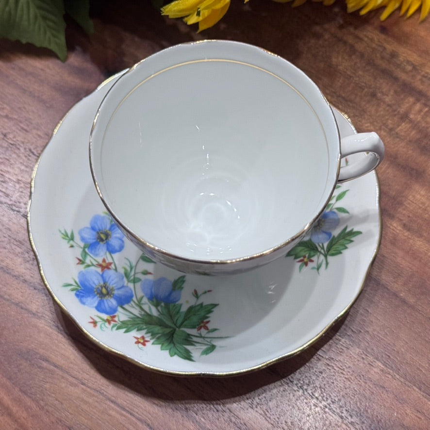 Colclough Blue Floral Teacup & Saucer Set