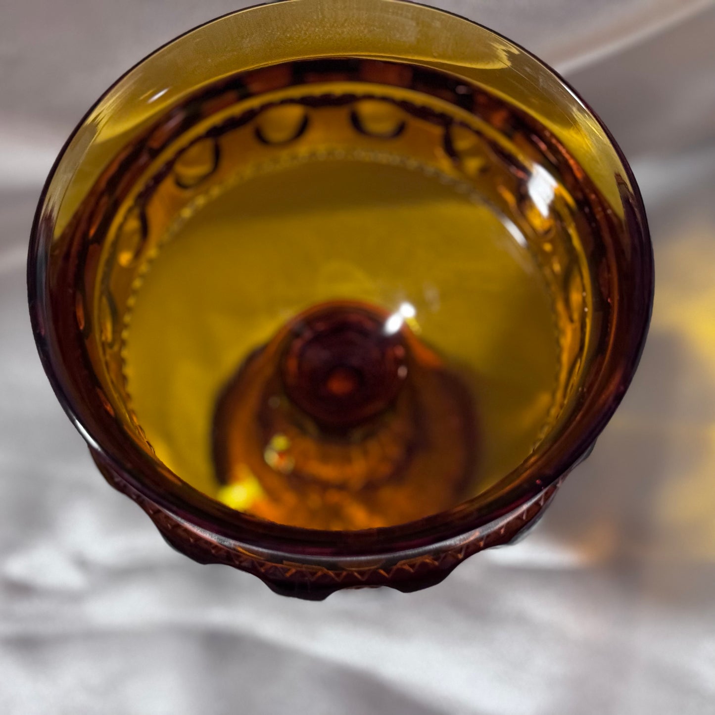 Indiana Glass King's Crown Amber Thumbprint Candy Dish