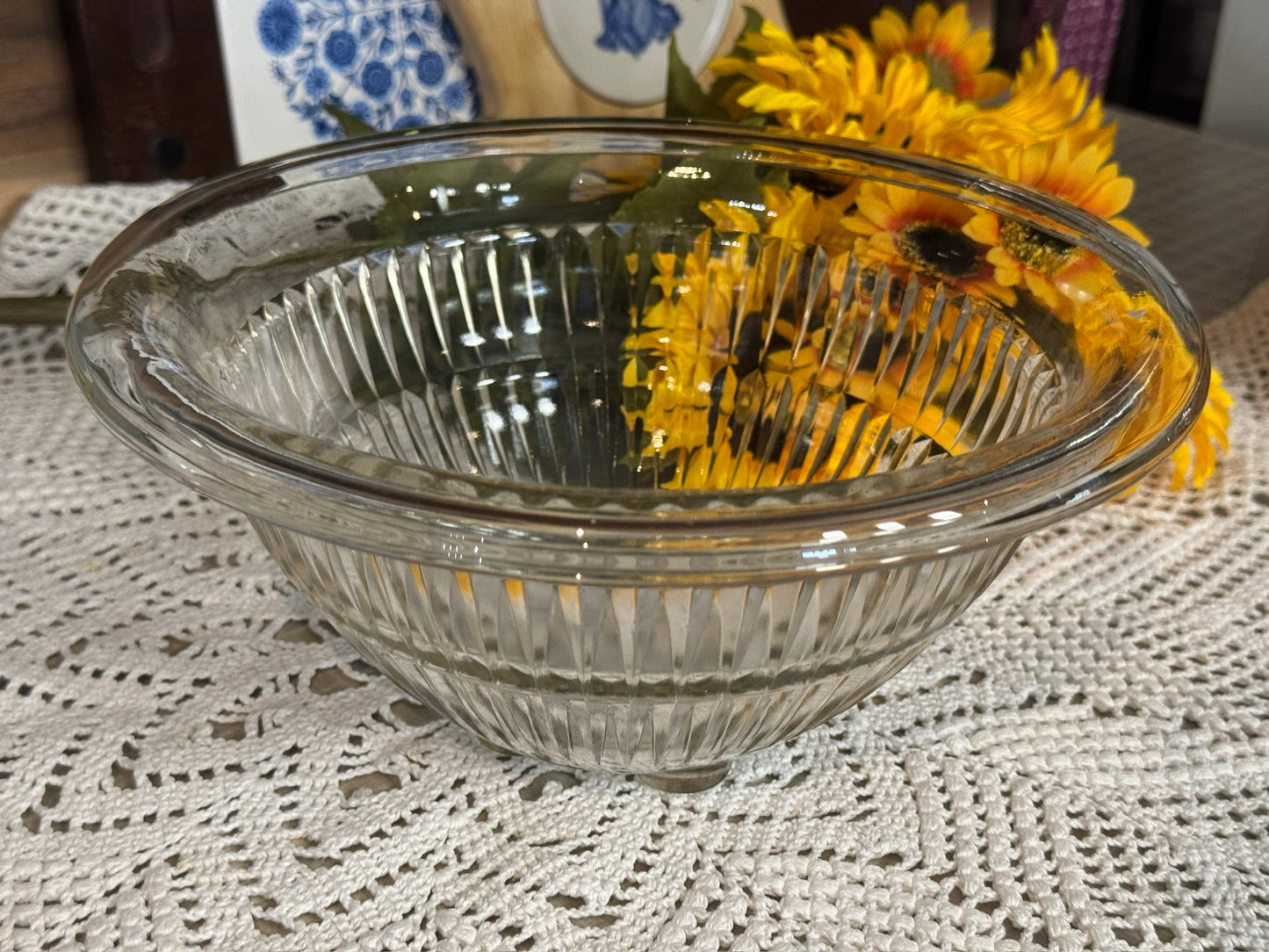 Hazel Atlas Clear Ribbed Glass "Aurora" Stacking Mixing Bowls