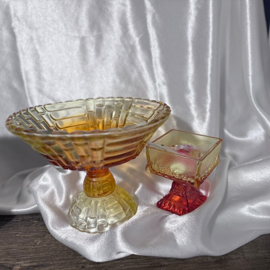 Jeannette Glass Amberina Glass Pedestal