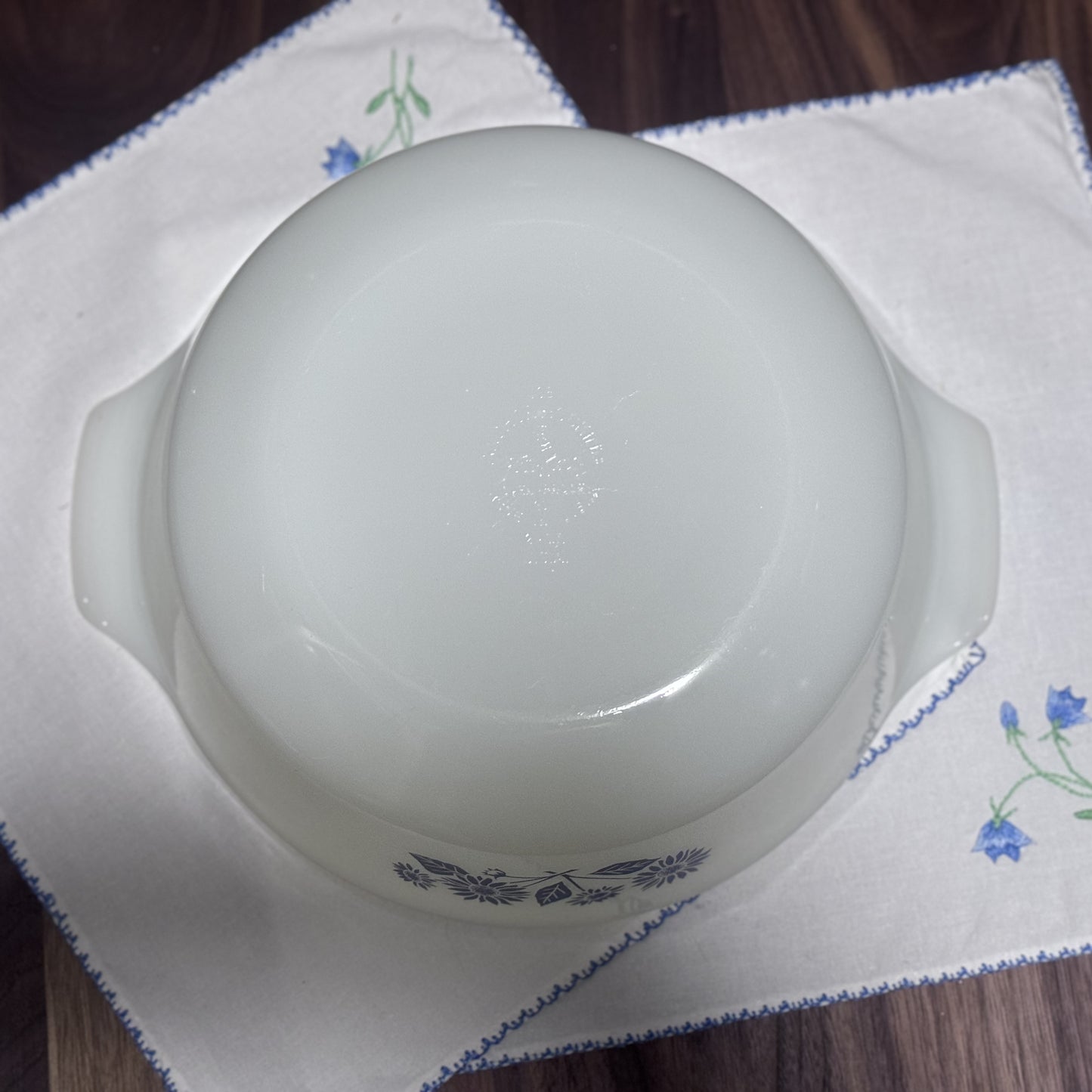 Anchor Hocking Fire King Blue Floral Round Casserole