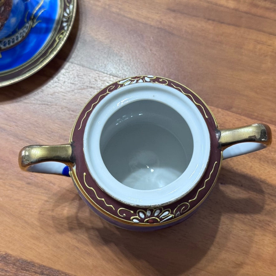 Vintage Japanese Moriage Dragonware Sugar Bowl & Cups & Saucers