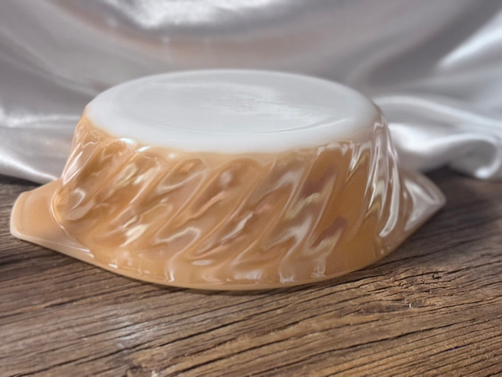 Anchor Hocking Fire-King Milk Glass Peach Lustre Casserole Dish