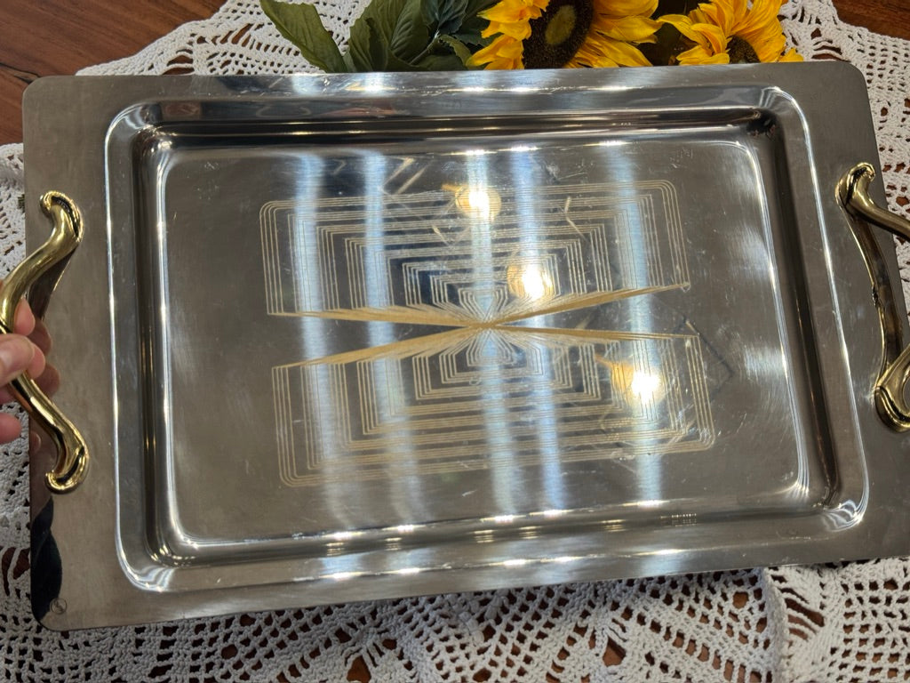 Stainless Steel Italian Serving Tray/Bar Cart Decor