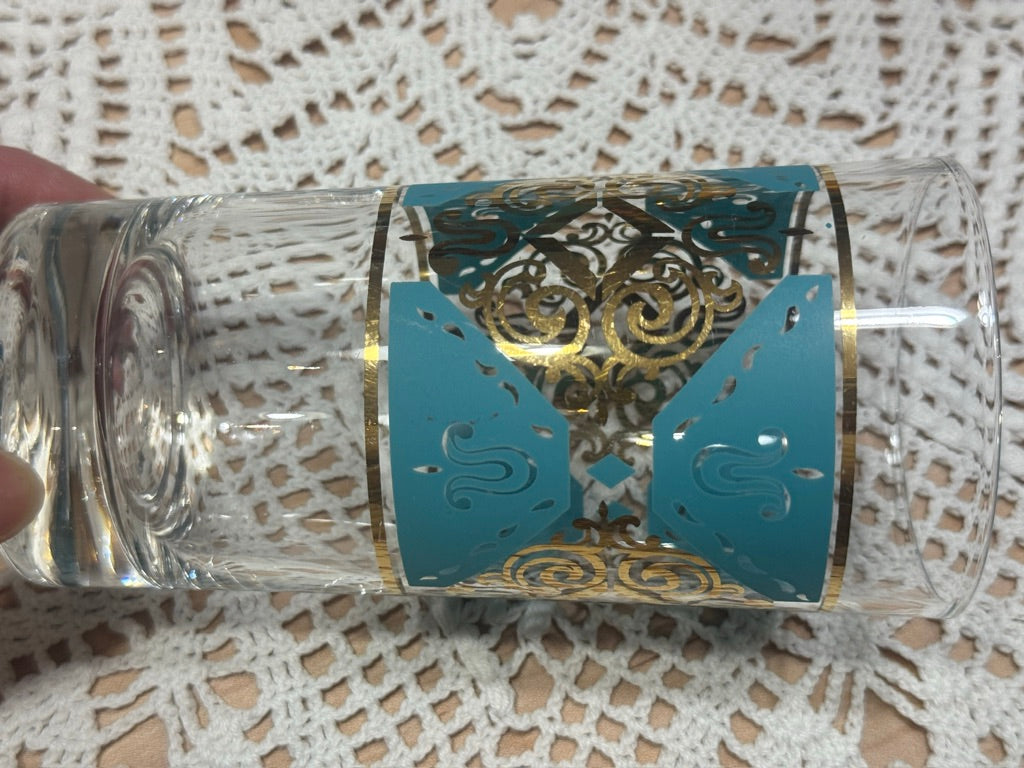 1950s Gold/Turquoise Highball Glasses