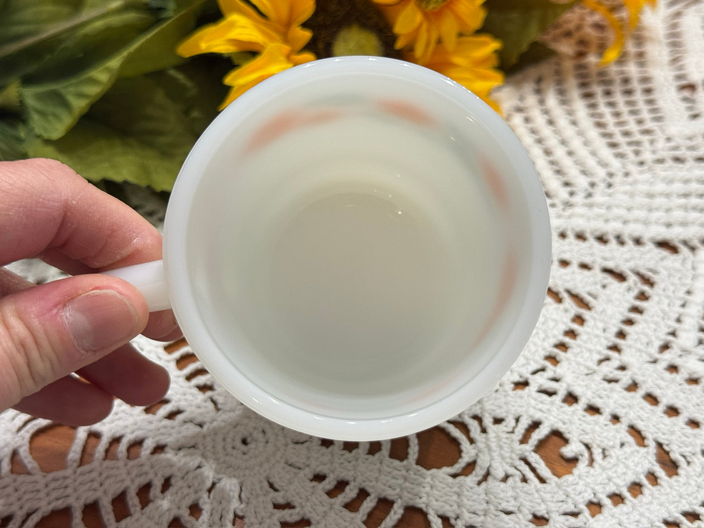 Termocrisa Milk Glass Orange/Green Floral Mug