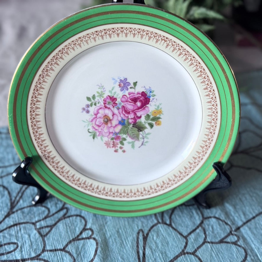 Adderley Ware Green Floral Victorian Plate