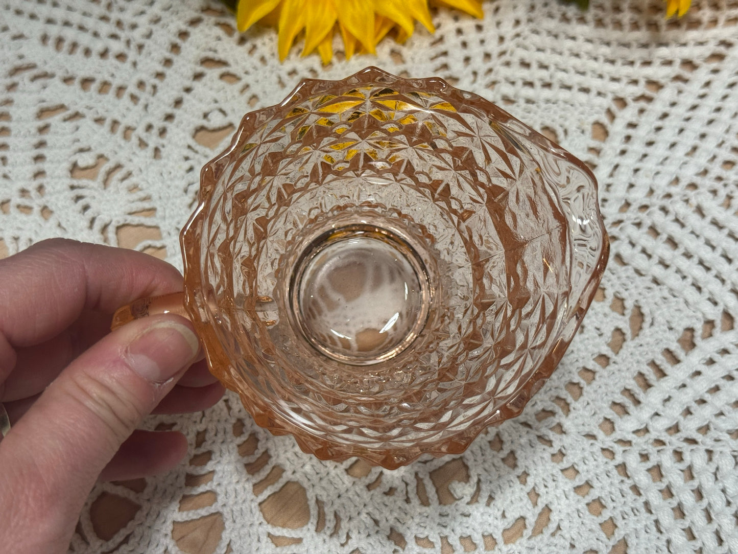 Pink Depression Glass 'Holiday Buttons and Bows' Creamer