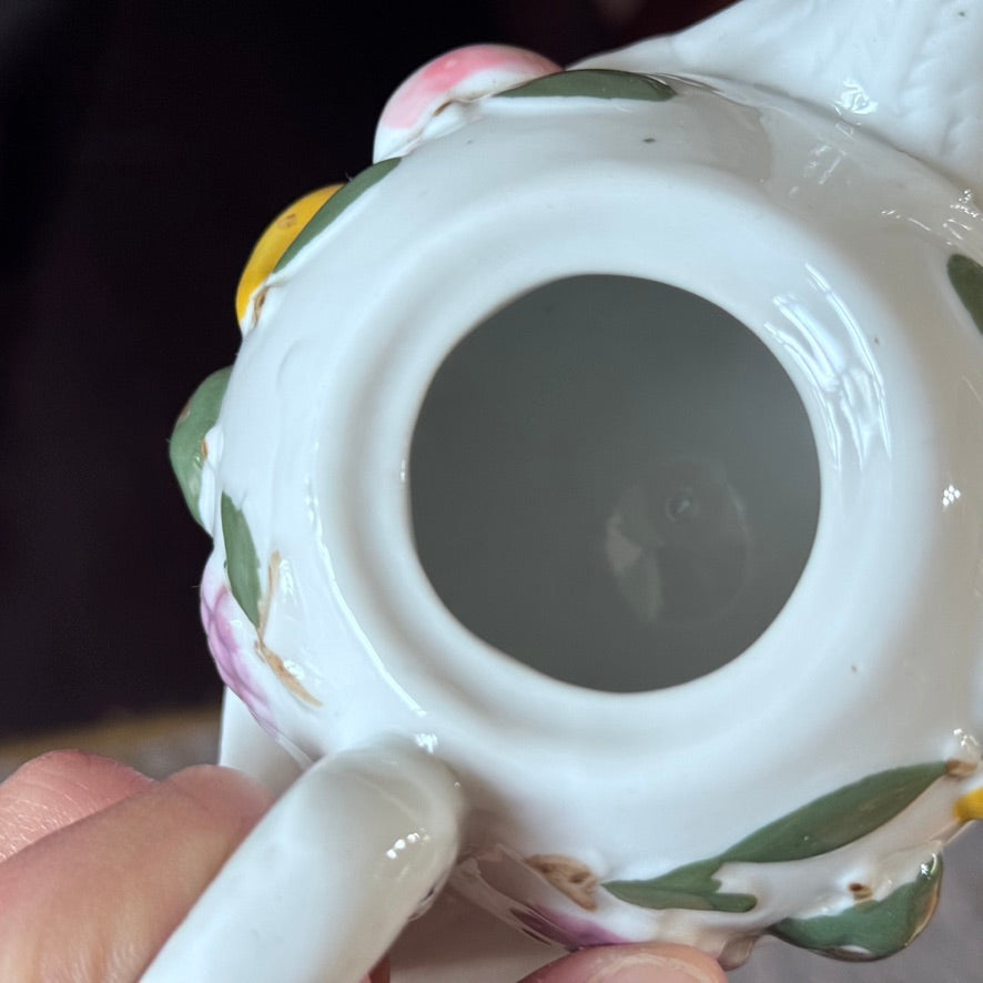 Small Porcelain Swan Shaped Teapot with Fruit
