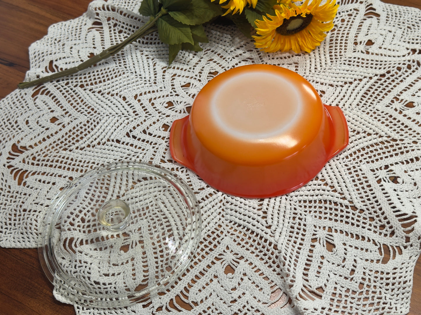 Anchor Hocking Fire-King Orange Round Casserole Dish
