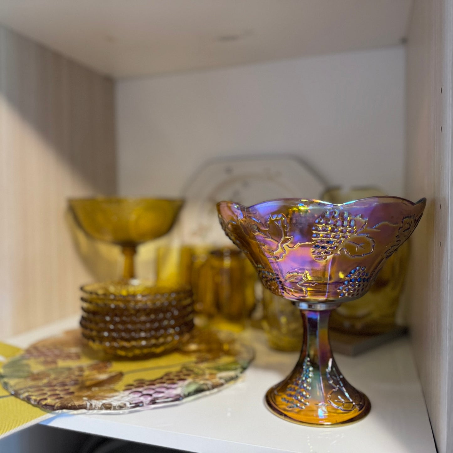 Carnival Glass Stem Bowl