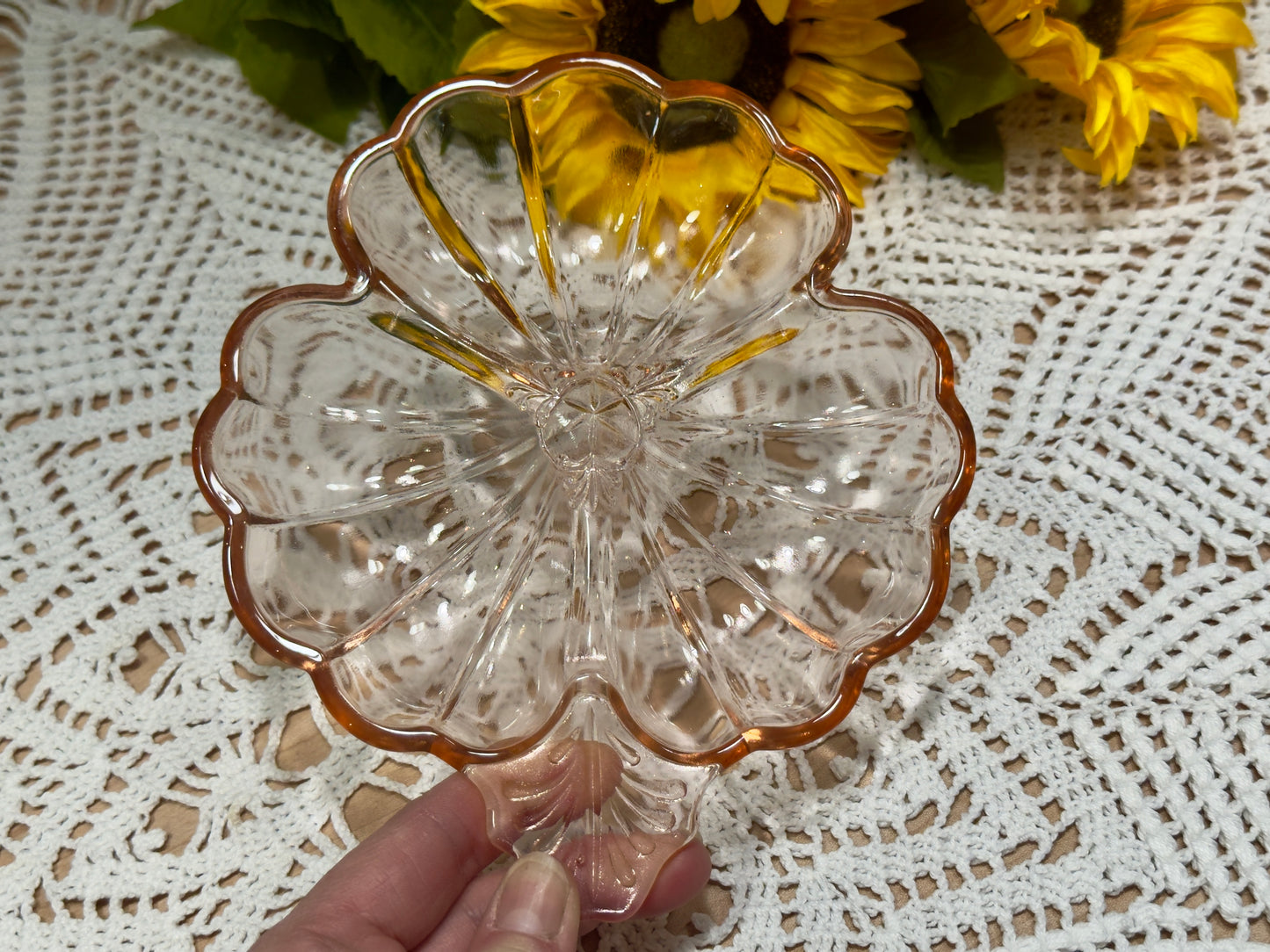 Jeannette 'Doric' Pink Depression Glass Clover Candy Dish