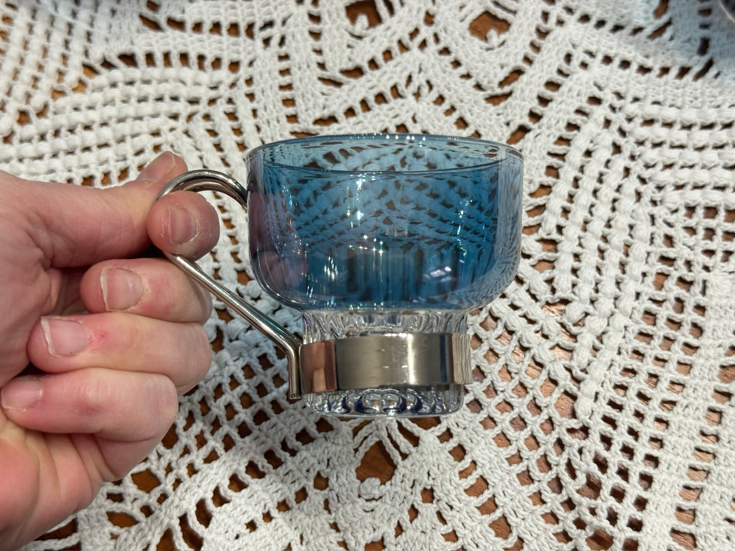 Italian Blue Glass Expresso Cups
