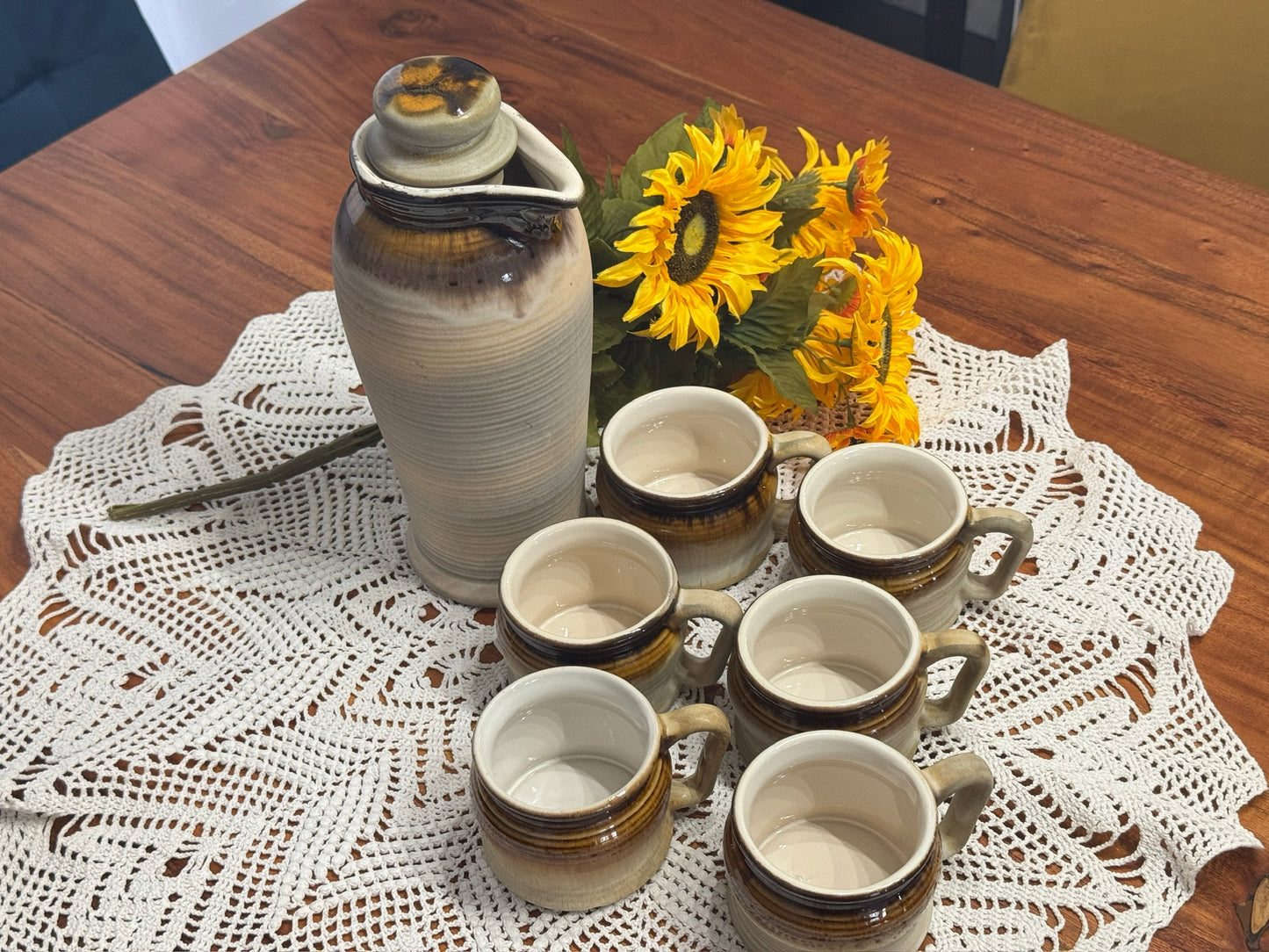 Beauceware Pottery Drip Glaze Tea Set