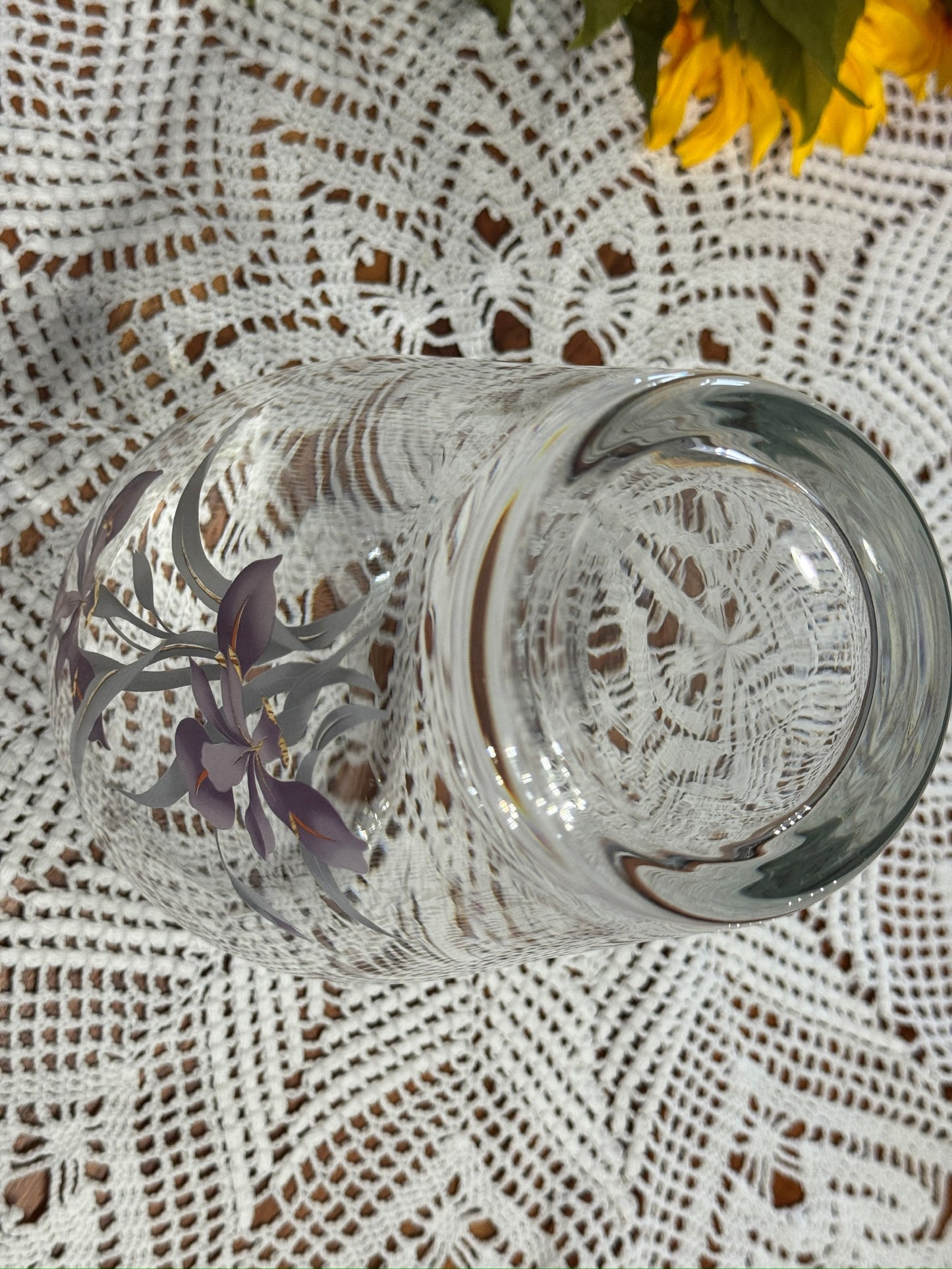 Bohemian Crystalex Glass Iris Vase