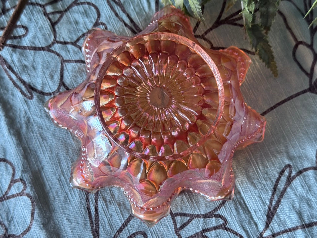Dugan Iridescent Carnival Glass Marigold Bowl