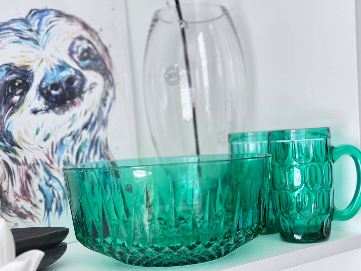 Arcoroc Emerald Green Glass Mugs
