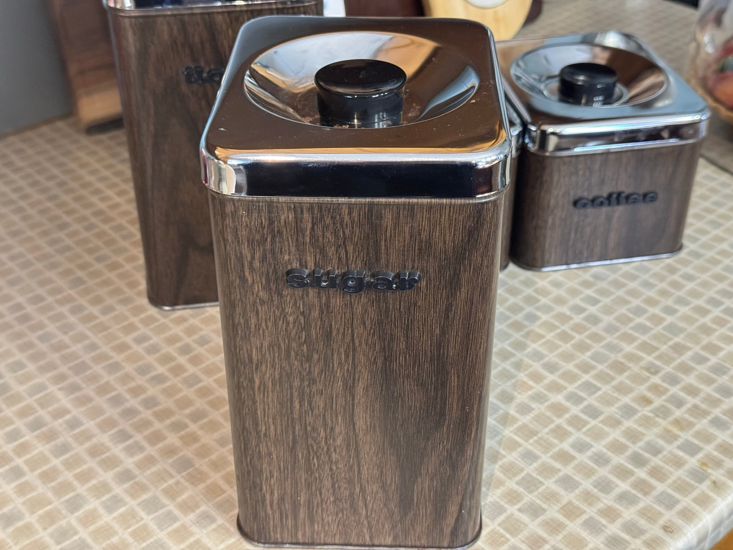 The Queen Line Faux Wood Grain Finish Canister Set