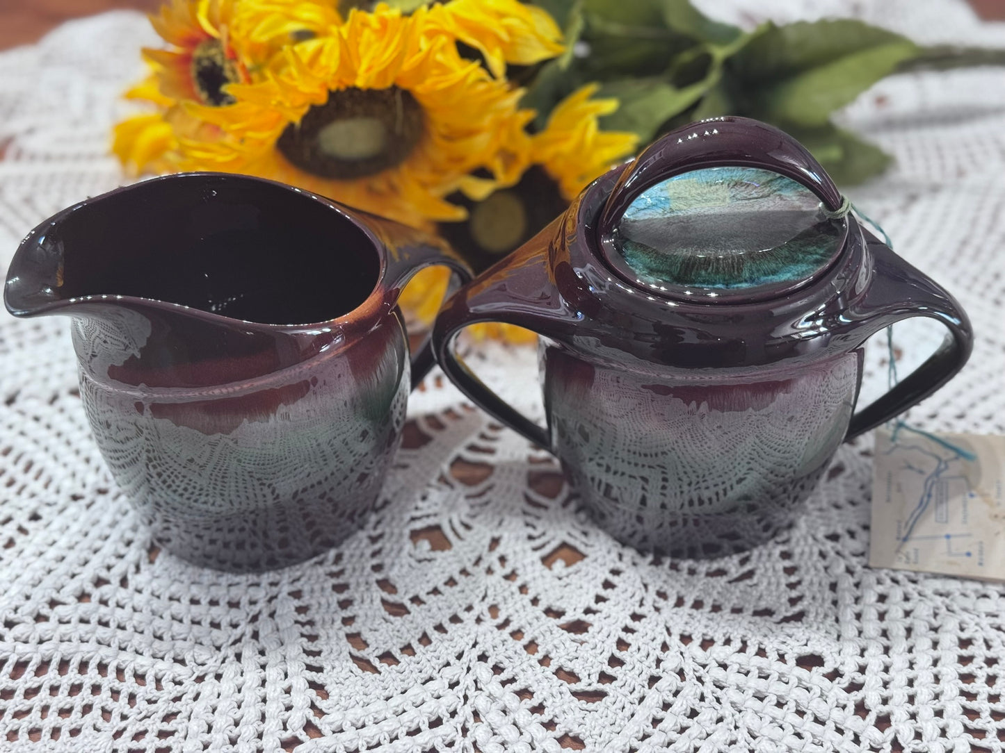 Canadian Ceramic Craft (CCC) Creamer & Sugar Drip Glaze Set