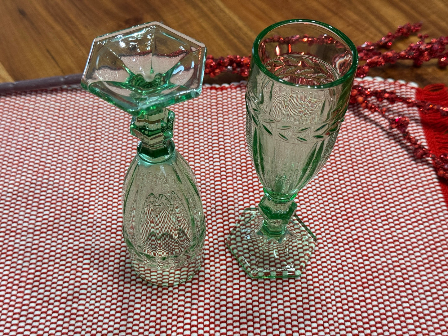 Green Depression Glass Champagne Glasses