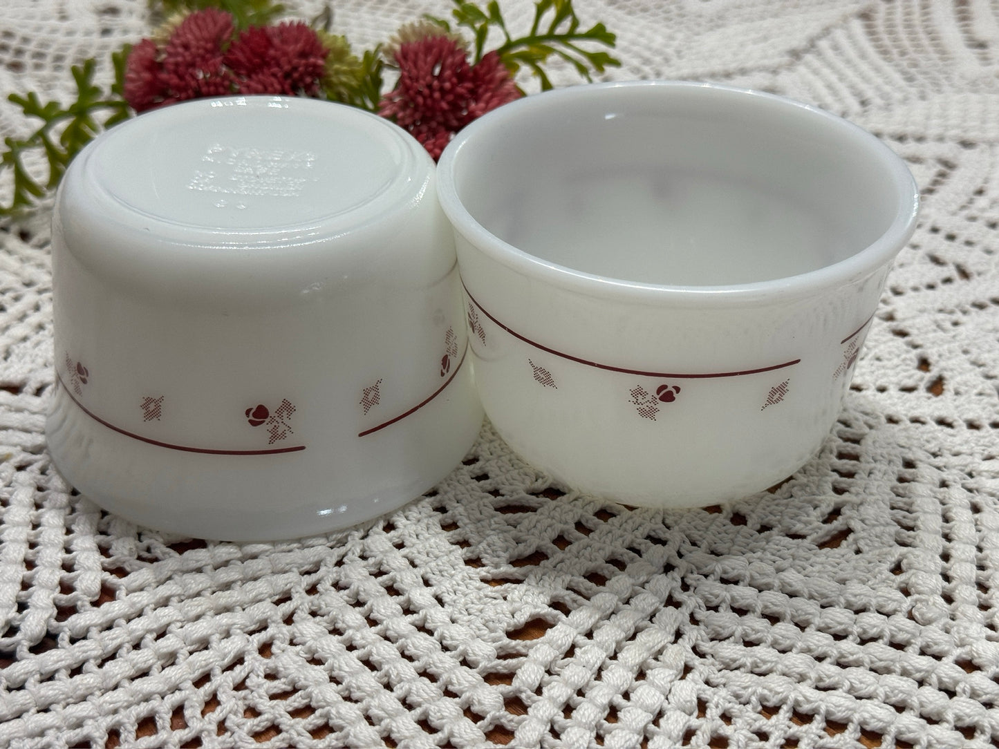 PYREX 'Burgundy Rose' Sugar Bowl