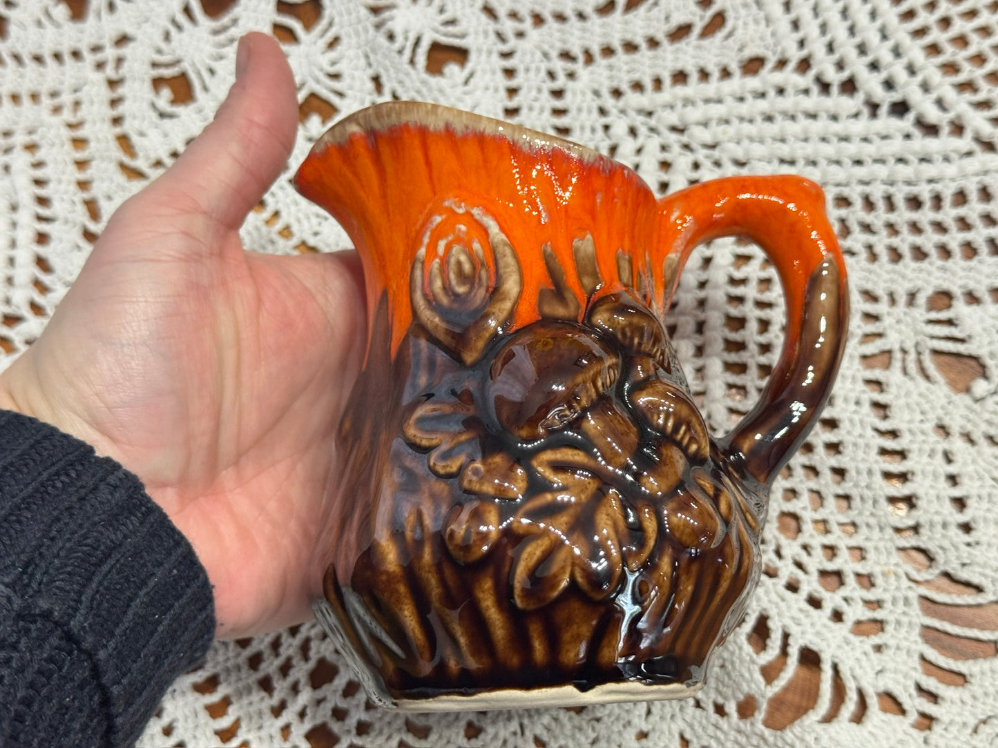 Mushroom Drip Glaze Pottery Pitcher