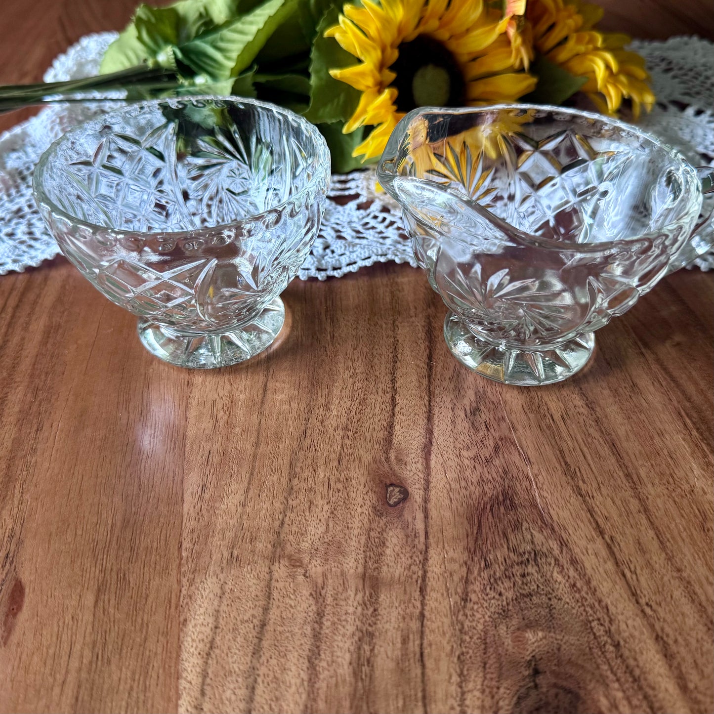 Cut Crystal Cream & Sugar Bowl