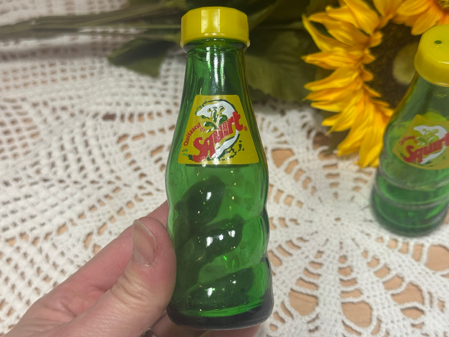 Green Glass 'Squirt' Salt & Pepper Shakers