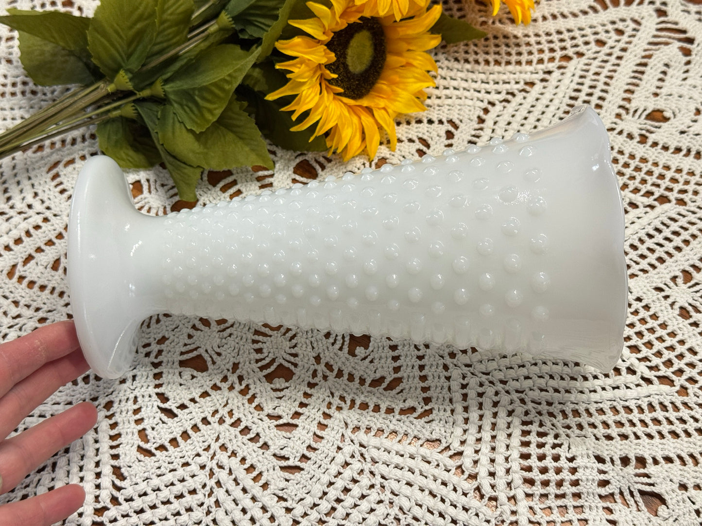 Anchor Hocking Milk Glass Hobnail Vase