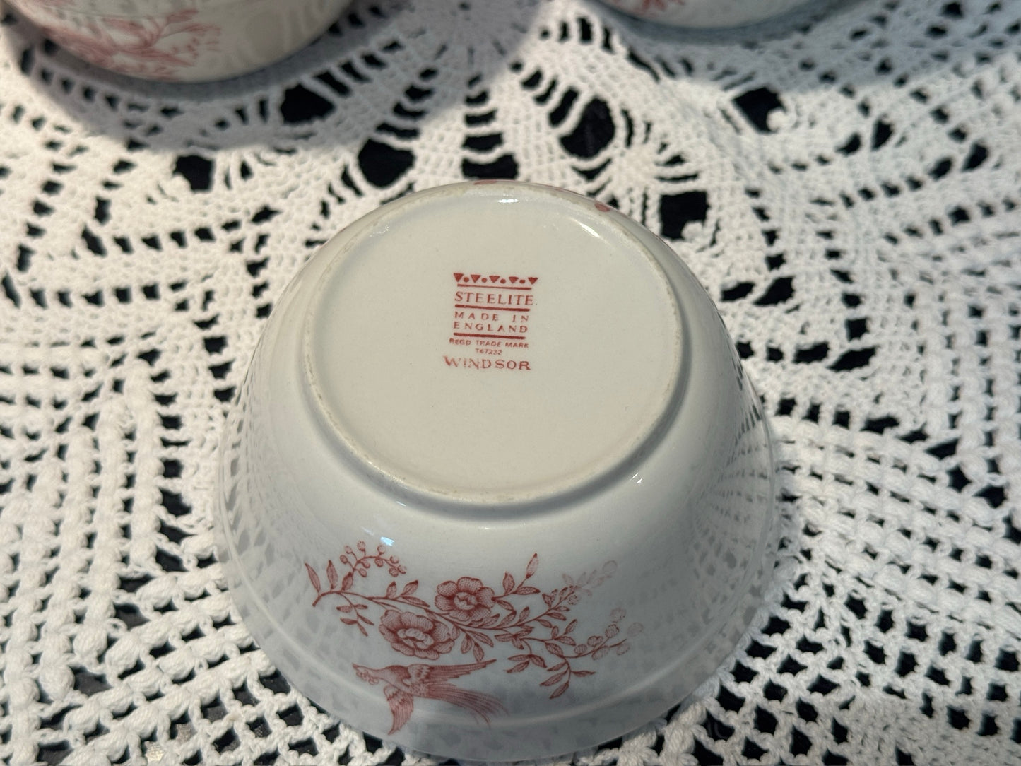 Vintage WINDSOR Steelite Ironstone Pink Transferware Bowls