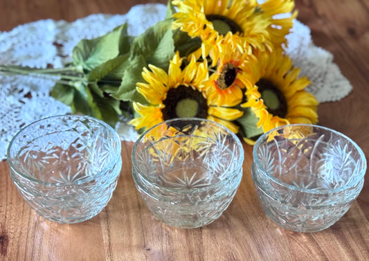 Anchor Hocking Star of David & Starburst Dessert/Fruit Bowls/Sugar Bowls