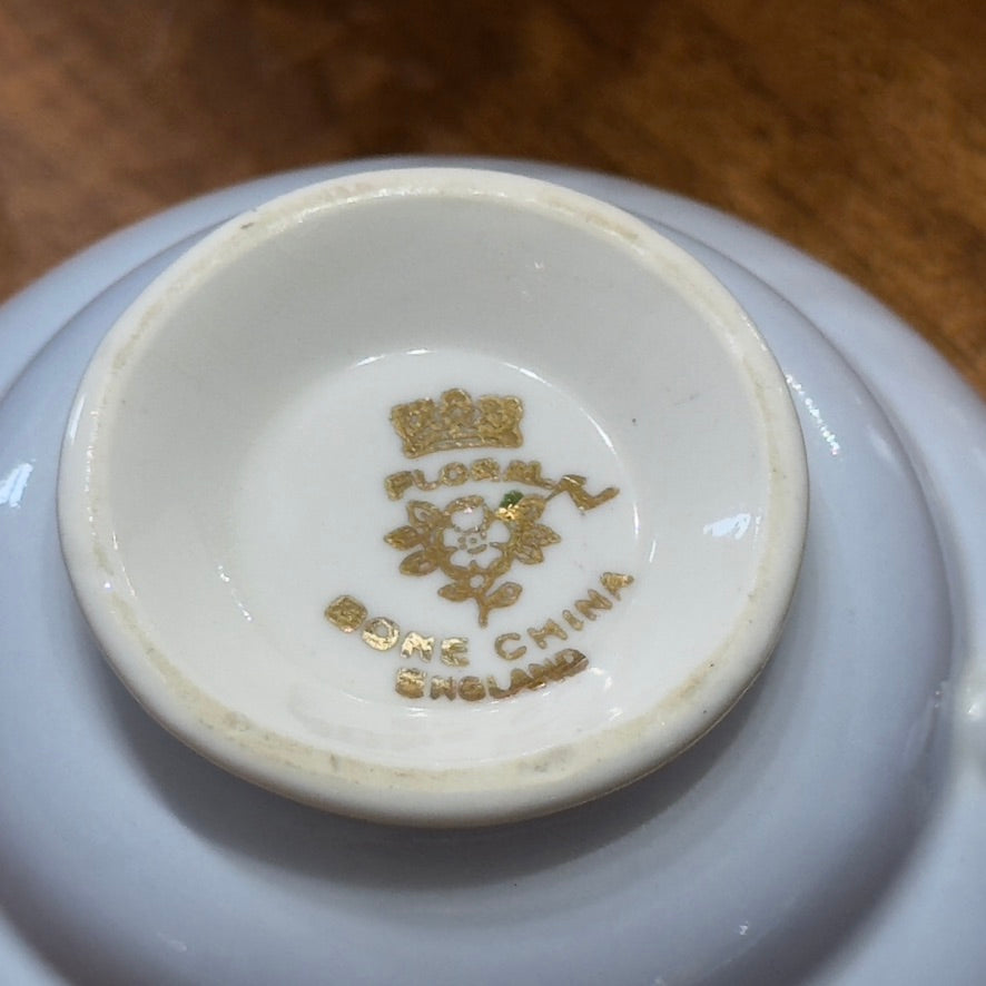 Royal Floral Baby Blue with Pink Cherry Blossom Teacup & Saucer