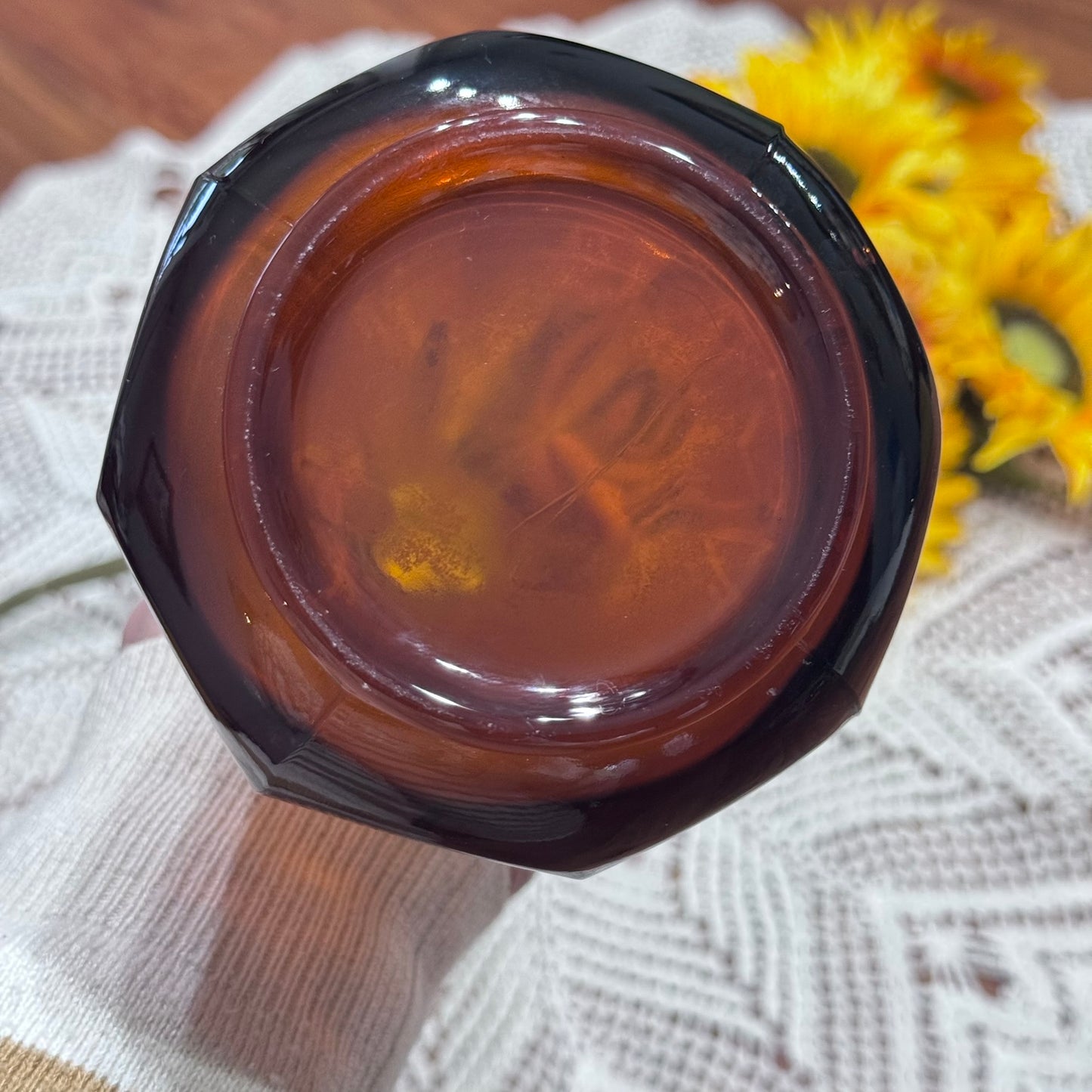 Vintage Amber Swung Glass Vase