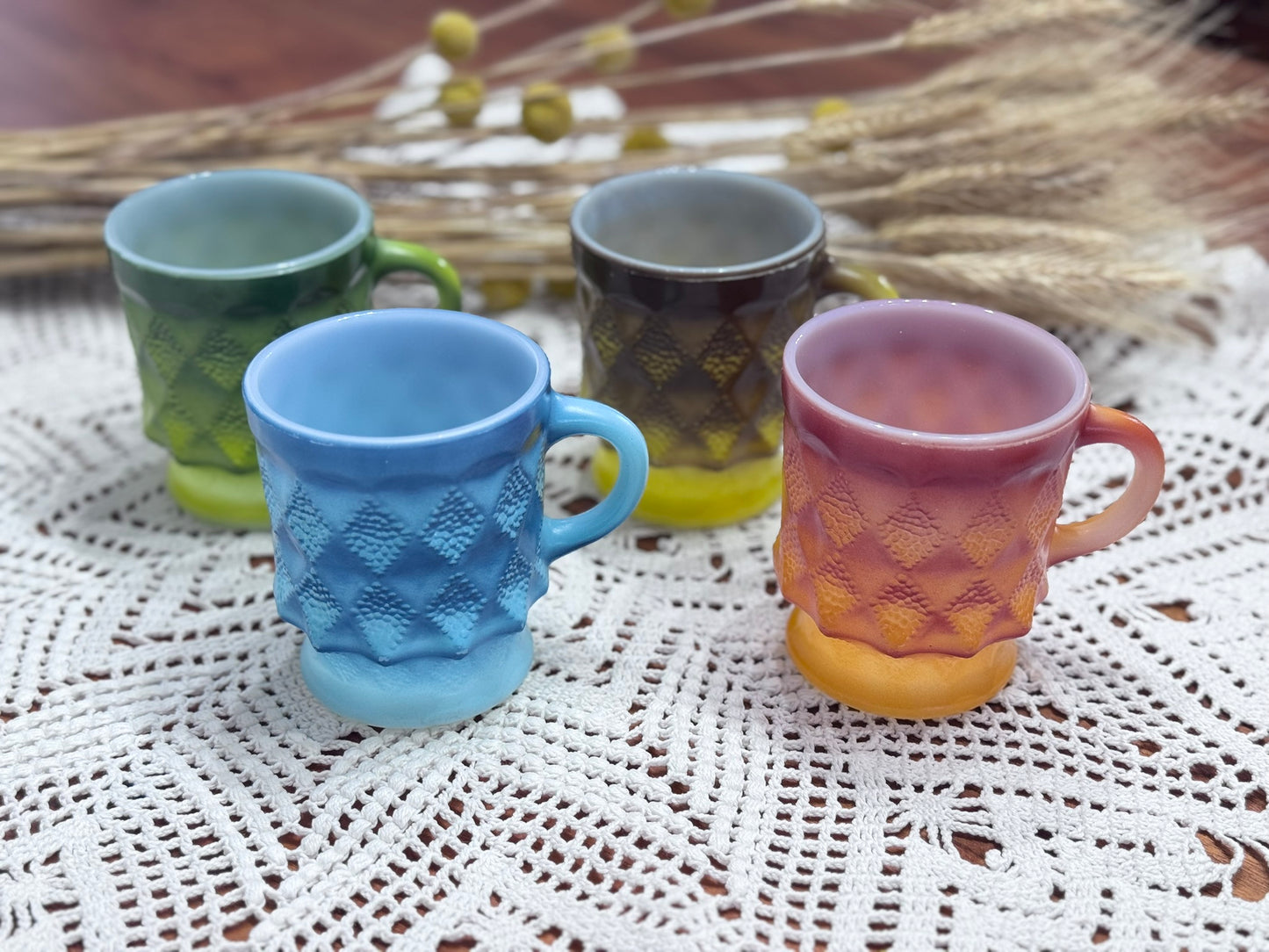 Vintage Anchor Hocking Fire-King 'Kimberly' Rainbow Mug Set