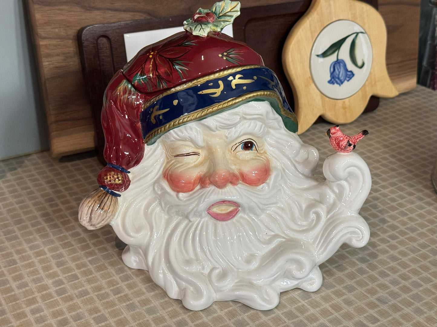 Ceramic Santa Claus Head Cookie Jar