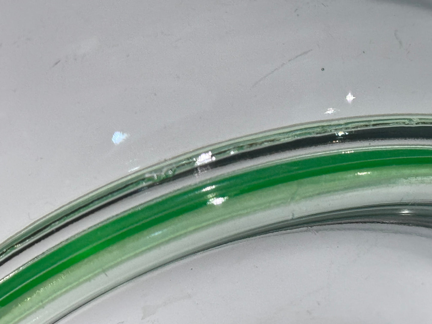 Green Depression Vaseline Uranium Glass Gold Trim Plates