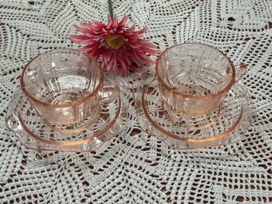 Federal Glass 'Madrid' Pink Depression Glass Teacup & Saucer