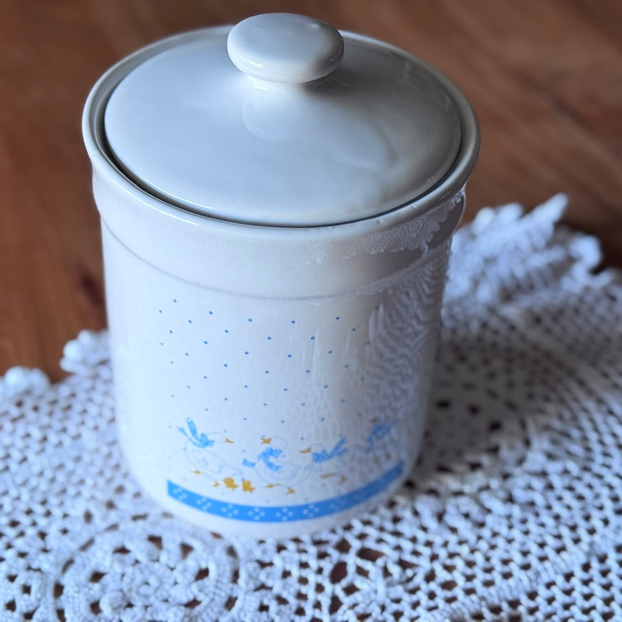 Blue Geese & Polka Dot Canister