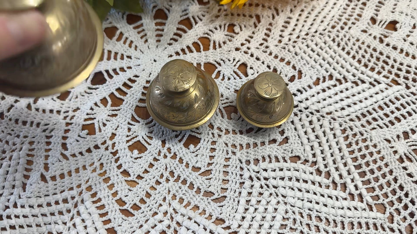 Vintage Etched Brass Elephant Claw Bells